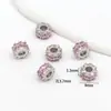 Preserva Cor 14K/Prateado Micro-Embutido Dupla Fileira Dupla Camada Zircônia Furo Grande Contas Cilindro Acessórios para Pulseira Colar Joias DIY C45