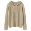 Suéter Yuanbaozhen 100% Caxemira Pura Novo Outono e Inverno para Mulheres, Moletom Tricotado com Mangas Inseridas, Cor Sólida
