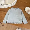 Estilo Coreano Nuevo Otoño/Invierno Cepillado Dulce para Niñas con Adorno de Volantes Camiseta Base de Manga Larga de Encaje para Bebé Cálida Moderna