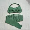 En Stock Dfyne Mismo Estilo Conjunto de Sujetador de Cuello Halter y Pantalones Largos para Mujer Pantalones Largos de Cadera de Melocotón Conjunto de Yoga Fitness