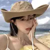 Sombrero de Verano de Ala Ancha Estilo Vaquero Occidental para Camping, Pesca, Protección Solar para Exteriores, Senderismo, Montañismo para Hombres