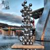 Fuente Escultura de Acero Inoxidable Grande Escultura de Paisaje para Jardín Exterior Iluminada Hecha a Medida Adorno Grande Creativo para Plaza