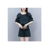 Chubby Sister Niche Renda Manga Curta Carne Escondida Terno Emagrecedor Tamanho Grande Roupas de Verão Femininas Elegantes Profissionais Terno de Duas Peças