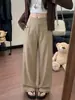 Calça de terno feminina cinza, novo estilo primavera e outono, toque de alta qualidade, calça longa casual para mulheres baixinhas, cintura alta, corte reto, calça pantalona justa