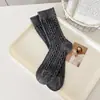 Calcetines de Lana de Punta para Mujer Otoño e Invierno Engrosados Más Terciopelo Cálidos Invierno Estudiante Tejido de Cable Cachemir Calcetines Largos Calcetines Holgados
