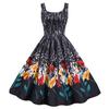 9518# Real shot spot Amazon sexy cuello redondo correa de temperamento retro francés cintura delgada falda grande