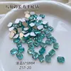 Rhinestones octogonais retangulares de fundo plano para nail art no atacado, cristal versátil azul lago, rhinestones de cristal de bala de rocha branco para decoração de unhas