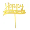 Bandera Decorativa para Pastel de Acrílico Tarjeta de Fiesta Feliz Cumpleaños Enchufe Decoración Creativa para Pastel Paquete de 10