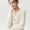 Cárdigan de punto Bai Cai Rong 100% cachemira otoño e invierno, cuello redondo, suéter de botones, top de manga larga, cuello redondo, moderno, estilo nuevo 26
