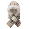 Chapéu de Pelúcia Quente de Inverno para Mulheres Ciclismo Chapéu de Tricô Espessado à Prova de Vento Doce e Fofo Grande Circunferência da Cabeça Proteção Auricular Chapéu para Vento e Neve