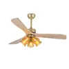 Lámpara de ventilador de techo estilo vintage, elegante araña ventilador de madera maciza retro estilo nórdico para sala de estar y comedor, lámpara de ventilador silenciosa estilo chino nuevo