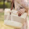 Bolsa de Palha Tecida de Verão para Mulheres, Bolsa de Palha Grande Capacidade, Bolsa de Mão Casual da Moda