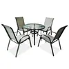 Set de Silla Alta Plegable Apilable para Exteriores Silla de Respaldo Alto Silla Teslin Balcón Patio Mesa y Silla de Hierro KD Cubierta para Acampar