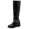 Botas Femininas Bico Redondo PU Botas de Couro Femininas Europeias e Americanas Cano Moda Botas Salto Bloco Salto Baixo Sapatos Femininos X2306020