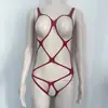 Lencería Sexy de una Pieza con Abertura en la Entrepierna y Malla Grande Transparente Europea y Americana Transfronteriza Medias sin Quitar Ropa de Malla Transparente Dropshipping