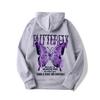 Sudadera casual con capucha de moda con letras nuevas de exportación europea y americana 2024 con mariposas multicolores
