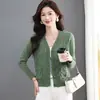 Cárdigan de Punto para Mujer para Primavera y Otoño 2026 Estilo Nuevo para Madres de Mediana Edad, Ropa Exterior Elegante y con Estilo, Abrigo Suéter Rojo