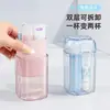 Conjunto Portátil de Copo de Lavar para Viagem Caixa de Armazenamento de Escova de Dentes e Pasta de Dentes Copo para Enxaguar a Boca Dupla Camada Destacável Estilo Casal Copo de Escova de Dentes