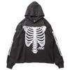 American Style Trendy Brand Men's Kanye Skull Skeleton Foam Printed Fleece-forrado Hoodie Hoodie