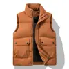 Colete de algodão para outono e inverno, espessado e quente, colete externo masculino, moderno e versátil, colete de algodão de corte solto para homens