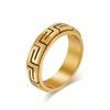 Anillo Giratorio de Acero de Titanio con Patrón de la Gran Muralla, Estilo de Lujo Ligero, Personalidad Simple INS, Anillo de Moda Europeo y Americano para Aliviar la Ansiedad