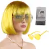 Pelucas de cosplay europeas y americanas transfronterizas con flequillo, cabello corto de fibra de alta temperatura de colores con gafas, en stock