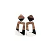 Brincos de Tarraxa com Pingente Quadrado de Resina Agulha de Prata Estilo Artístico Retrô Vintage Brincos de Moda Luxo Leve Sensação de Alto Padrão Acessórios Individuais de Brincos