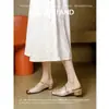 Nuevas Mules Mary Jane de Estilo Francés con Punta Cerrada para Mujer 2026, Zapatillas Planas con Decoración de Perlas Doradas y Suela Suave para Uso en Exteriores