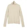Suéter de cuello alto para mujer de lana de cachemira de alta calidad, nuevo suéter cálido de costilla ajustado de lana merino para otoño e invierno para mujer