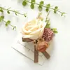 Yi Yaguo 24105 Suministros para Bodas Banquete Invitado Flores Artificiales Ramillete para Novio y Novia Flores de Mano Color Café Naranja