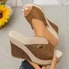 Sandálias de Cunha Femininas Casuais Confortáveis Peep-Toe Slip-On de Tamanho Grande para o Verão de 2026 Tamanho Único