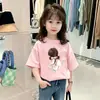 Camiseta Informal de Manga Corta 100% Algodón para Niñas Verano 2026 Nuevo Estilo Ropa de Verano Estilo Coreano con Estampado de Dibujos Animados para Niños