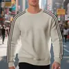Sudadera Deportiva Casual Transpirable para Hombre, de Punto Fino, Rayas Siete, Cuadros Piña, Cuello Redondo, Holgada, para Otoño e Invierno, Amazon Transfronterizo