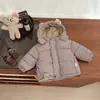 Chaqueta de Invierno para Bebé de Plumón y Algodón Estilo Coreano Chaqueta Gruesa de Algodón a Cuadros con Capucha para Niños Abrigo Cálido de Algodón para Bebé