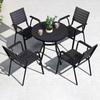 Mesas y Sillas de Madera Plástica para Exterior, Madera Anticorrosiva, Impermeable y Protector Solar, Restaurante Cafetería, Tienda de Té con Leche, Mesa y Sillas de Comedor para Exterior, Ventas Directas de Fábrica