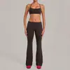 Conjunto de Ropa de Yoga Qiu Sha con Pliegues Invisibles para Mujer con Pantalones de Campana, Cuello Halter y Cintura Plegable Conjunto Deportivo 4686+2257