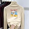 Ropa interior térmica de otoño/invierno para niñas, manga larga, con volantes, cuello semi-alto, forro polar cepillado, para niños, cálida