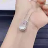 Pingente Pequeno Redondo Cabochão de Calcedônia Branca Natural de Alta Qualidade, Pingente de Colar com Pedra Ágata Branca Incrustada Banhado a Prata