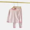 Estilo Otoño e Invierno 10A Set de Ropa Interior Térmica Antibacteriana para Niños Sin Costuras Niños y Niñas Ropa y Pantalones de Otoño Transpirables Absorbentes de Sudor Rayado