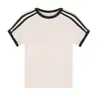 2026 Verão Novo Algodão Elastano Três Listras Feminina Slim Canelada Camiseta Verão Estilo Curto Tendência Casual