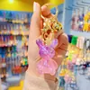 Novo Chaveiro de Coelho Transparente Cristalino Degradê Original Fofo Fashionável Exquisito Pingente de Chaveiro de Boneca de Resina para Mulheres