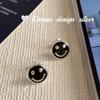 Pendientes Minimalistas Estilo Coreano Plata de Ley S925 Redondos de Resina Cara Sonriente Clavos Pendientes Diseño de Nicho Estilo Ins para Mujer