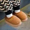 Pantuflas de algodón para niños de invierno, unisex, cálidas y con forro polar, antideslizantes, de suela gruesa, lindas, peludas, para usar en interiores, zapatos de algodón para niños