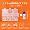 Tachuelas para Piercing de Oreja de Grado Médico, Barras de Oreja de Resina Transparente, Juego de Caja de 6 Compartimentos, Palillos para Orejas, Agujas Antiembozo, Agujas para Orejas, Tachuelas para Cartílago