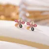 Brincos Yilu Cor Prata Turmalina Prata Esterlina S925 Banhado a Ouro Rosa Formato de Gota Flor Facetada Incrustada Atacado