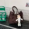 Bolsa Tote Vintage de Grande Capacidade para Axila Feminina, Moda Estilo Mori Nova Outono Cor Sólida Leve Tendência Ombro Único Transversal