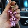 Llavero acrílico con forma de oso colorido y creativo de dibujos animados, llavero colgante para bolso de coche, regalo al por mayor