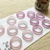 Anillo de ágata calcedonia púrpura imperial A de semilla de hielo natural versión ancha alto hielo ojo de gato explosiones caja de regalo oro champán