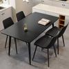 Mesa de Comedor de Placa de Roca Negra Estilo Italiano Minimalista Moderno Simple Mesa de Comedor Rectangular Mesa de Comedor Placa de Roca de Soporte Completo