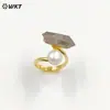 MPR065 anillo de mujer con diseño envolvente de cuarzo perlado brillante de lujo personalizado 18K joyería simple versátil